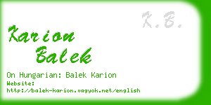 karion balek business card